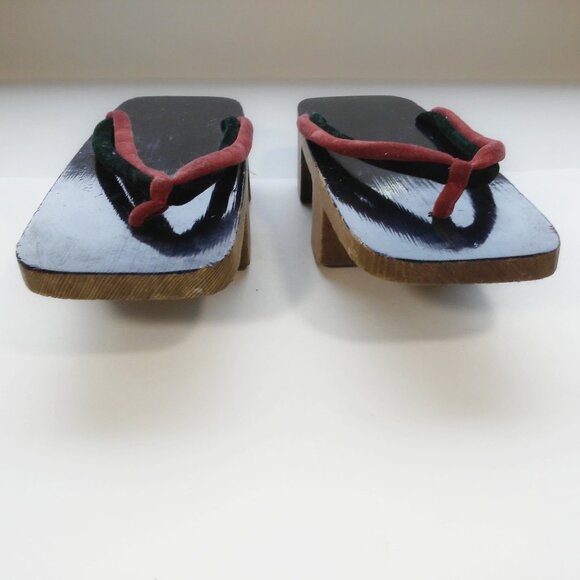 Vtg Japanese Shoes Traditional Geisha Geta Sandals Lacquered Wood Shinsaibashi - Picture 6 of 12